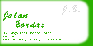 jolan bordas business card